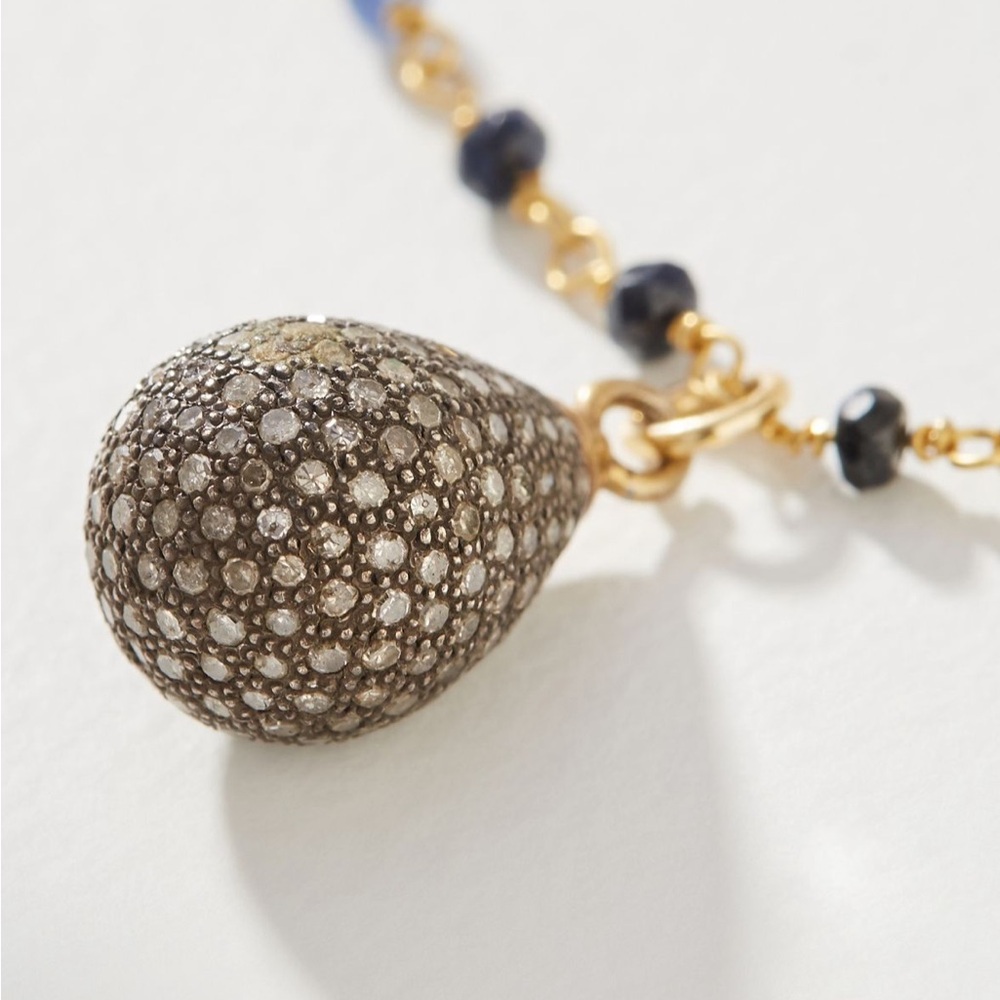 Jemma Sands Anthropologie Pacific Sapphire Necklace w/ diamond pendant - Picture 3 of 8
